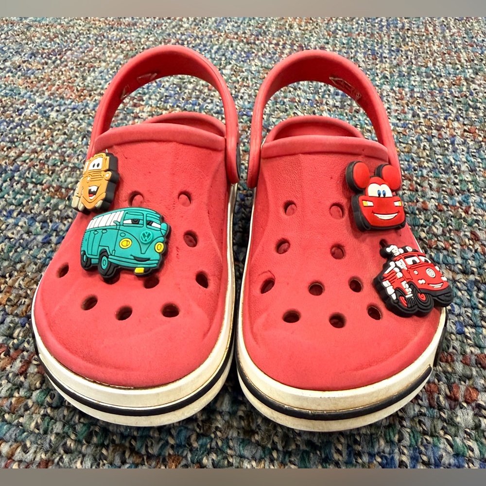 CROCS Kids' Red Classic Clogs with Cars Character Charms - Picture 6 of 12